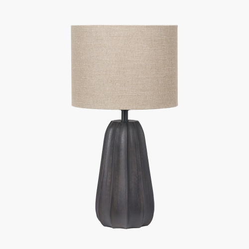 Kairo Black Tall Textured Wood Table Lamp