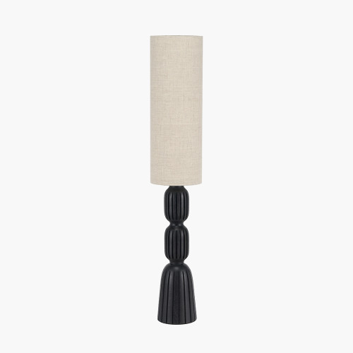 Sahana Black Ribbed Slim Wood Table Lamp