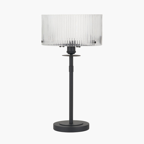 Clara Ribbed Glass/Black Metal Table Lamp
