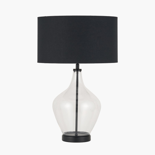 Rowen Clear Glass/Black Metal Table Lamp