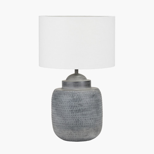 Raj charcoal Gry Lamp/lino white shade