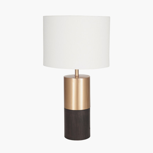 Wood and Gold Metal Table Lamp 