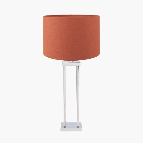 Nickel Lamp/Lino 40cm Cinnamon shade