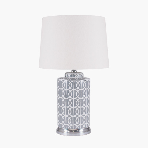 Tall Grey and White Geo Pattern Table Lamp