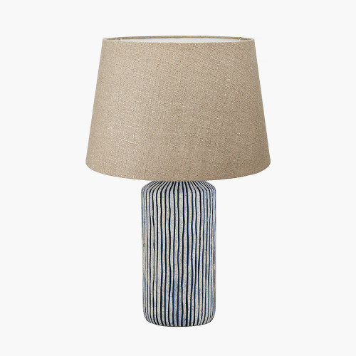Bude Blue lamp & Milos 40cm Natural shade