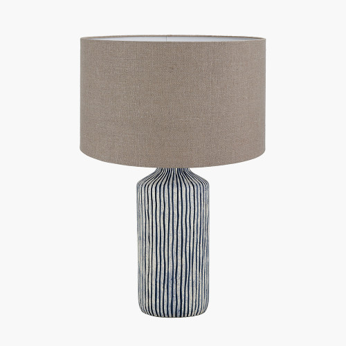 Bude Blue Lamp & Edward 40cm Natural shade