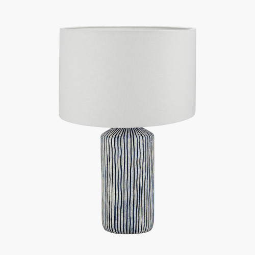 Bude Blue Lamp & Lino 40cm White shade