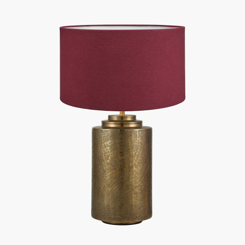 Zuri L Brass Lamp & Henry 45cm red shade