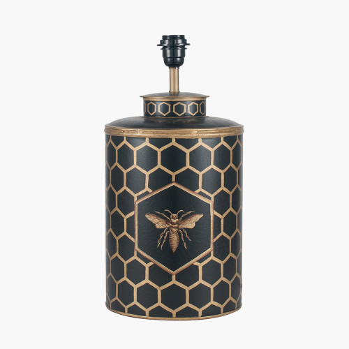 Black Honeycomb Hand Painted Metal Table Lamp 