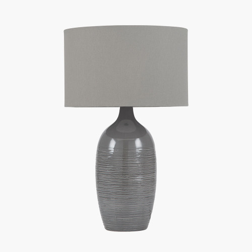 Etched Graphite Ceramic Table Lamp 