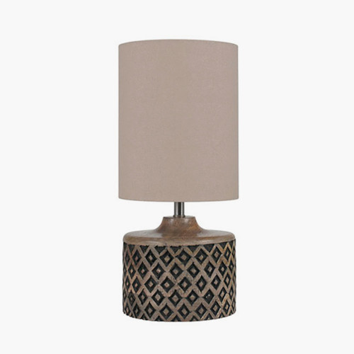 Short Wooden Diamond Table Lamp 