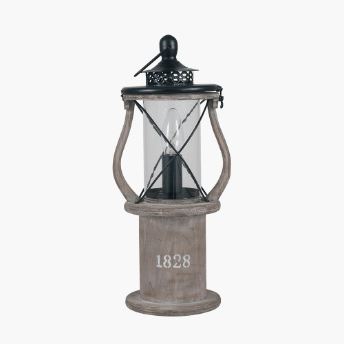 Antique Wood Lantern Table Lamp
