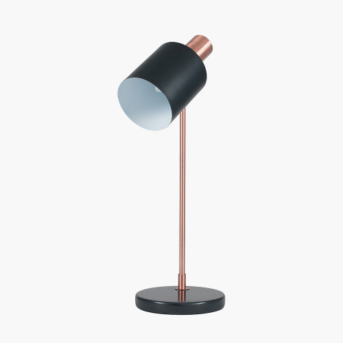 Black and Antique Copper Metal Task Table Lamp 
