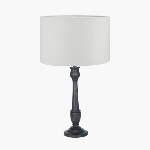 Captiva Blk Wood Base & Lino White shade