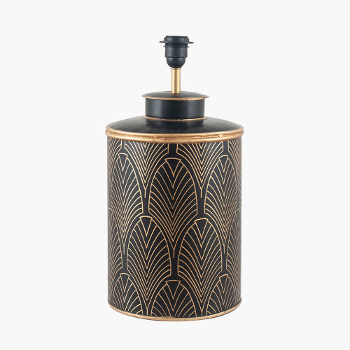 Black Geo Art Deco Hand Painted Table Lamp