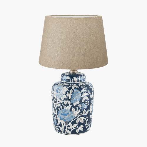 Fleur Blue Lamp /Milos 35cm Natural shade