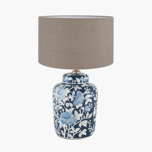 Fleur Blue Lamp /edward 30cm Natural shade