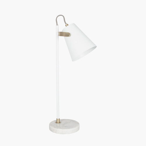 White and Brushed Brass Task Table Lamp