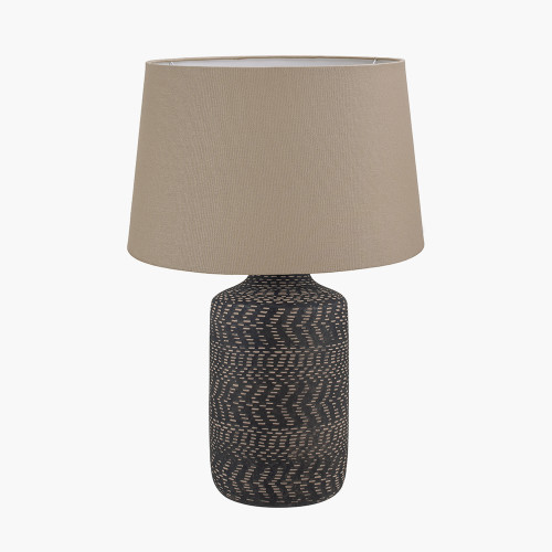 Atouk Black Lamp & Winston 35cm Taupe shade
