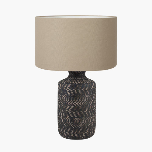 Atouk Black Lamp & henry 35cm taupe shade