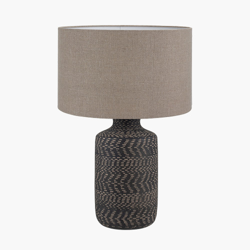 Atouk Black Lamp & edward 35cm natural shade