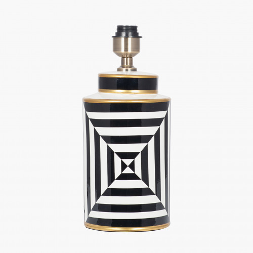 Black and White Optic Stripe Ceramic Table Lamp