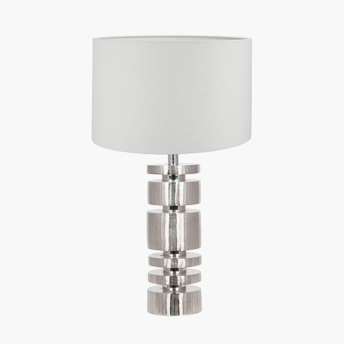 Elon Silver Lamp/lino 35cm white shade