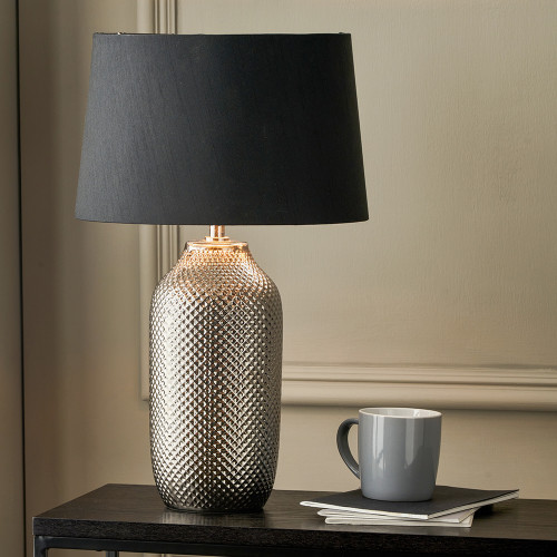 Pacific Lifestyle Limited Nova Silver Textured Ceramic Bottle Table Lamp