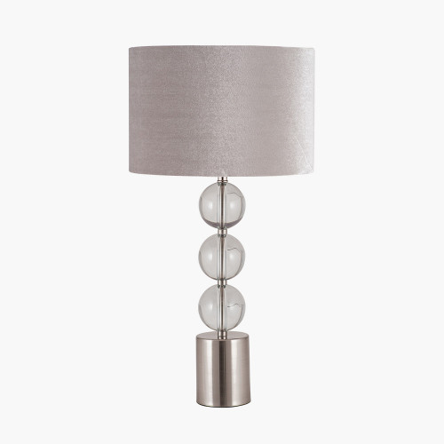 Tall Brushed Silver and Clear Glass Table Lamp
