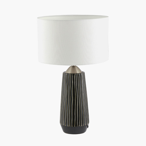 Artemis Grey Textured Ceramic & Antique Brass Tall Table Lamp