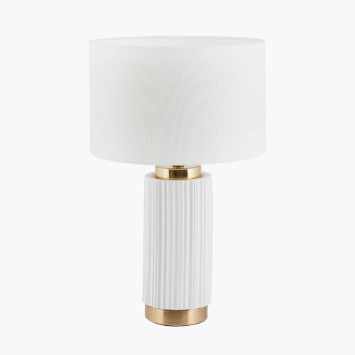 Pacific Lifestyle Limited Ionic White Textured Ceramic And Gold Metal Table Lamp Ionic White Textured Ceramic, Large White Table Lamp Shades Uk