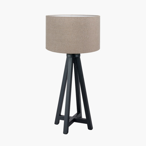 Whitby Black Lamp & Edward 35cm Natural shade
