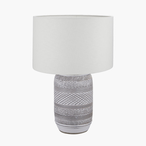 Stoneware Lamp/Lino 35cm White shade