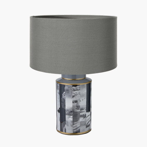 Fenella Black Lamp/Harry 35cm grey shade