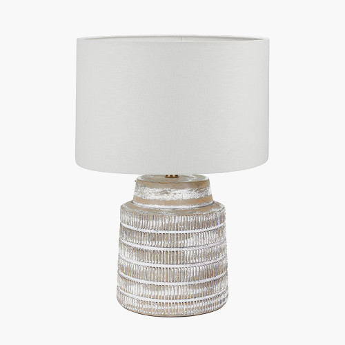 Everett Ribbed Metal Stick Floor Lamp Base with Lino 40cm Grey Self Lined Linen Cylinder Lampshade
