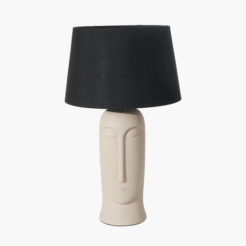 Rushmore Cream Texture Ceramic Table Lamp With Face Detail 