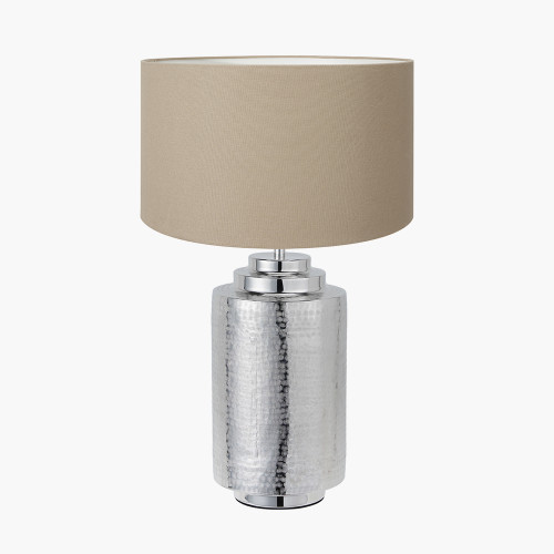 Zuri Large Silver Lamp & henry 45cm taupe shade
