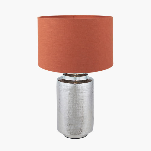 Zuri Large Silver Lamp & lino 45cm cinnamon shade