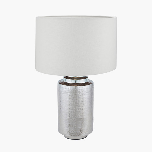 Zuri Large Silver Lamp & lino 50cm white shade