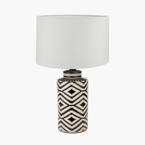 Chirala Tall Ikat Lamp & lino 40cm white shade