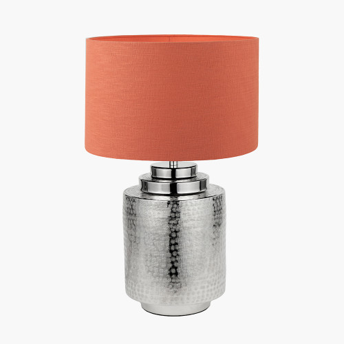Zuri silver Lamp & lino 40cm cinnamon shade
