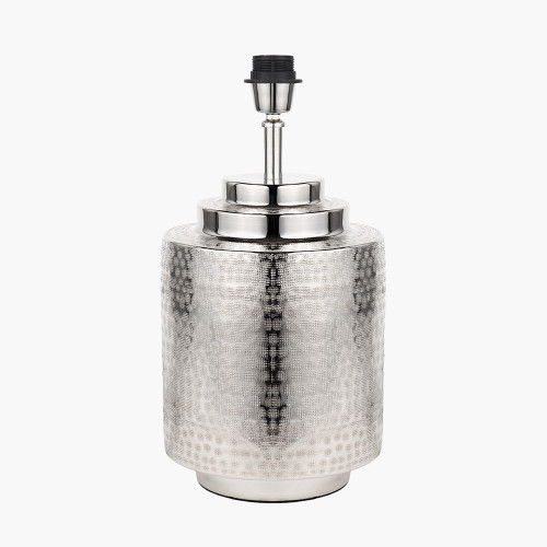 Zuri Shiny Silver Metal Pot Table Lamp