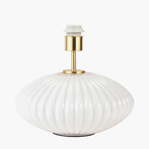 Emilia White Ribbed Glass & Gold Metal Oval T/L