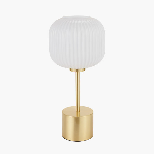 White Ribbed Glass & Gold Squoval T/L