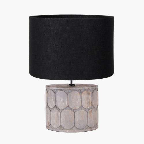Cezara Grey Lamp & lino 35cm black shade