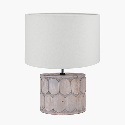 Cezara Grey Lamp & lino 35cm white shade