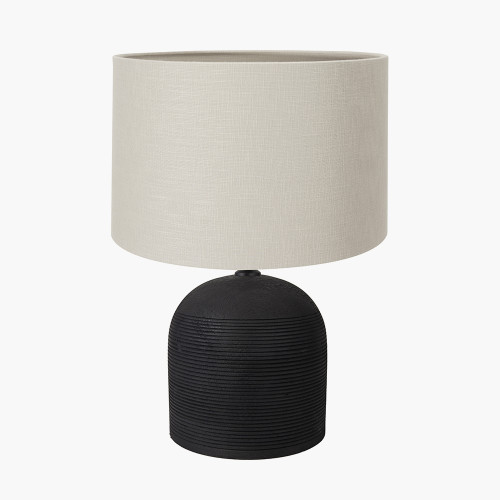 Nelu Black Lamp/lino 35cm grey shade