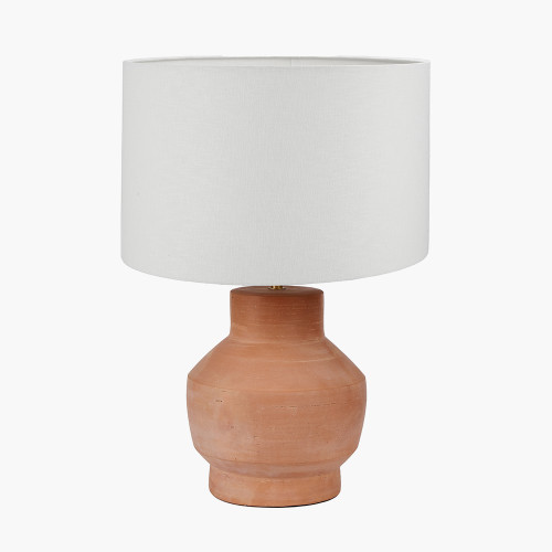 Inna Terracotta Lamp/lino 35cm white Shade
