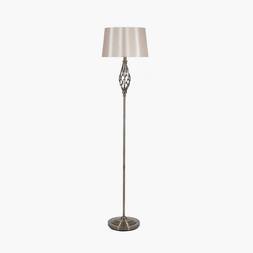 Antique Brass Metal Twist Detail Floor Lamp 