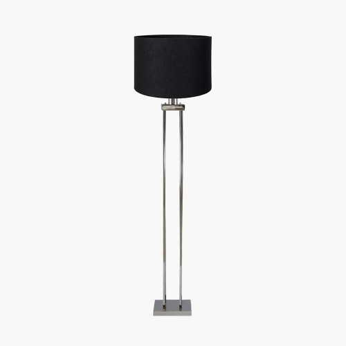 Nickel Floor Lamp/Lino 45cm Black shade